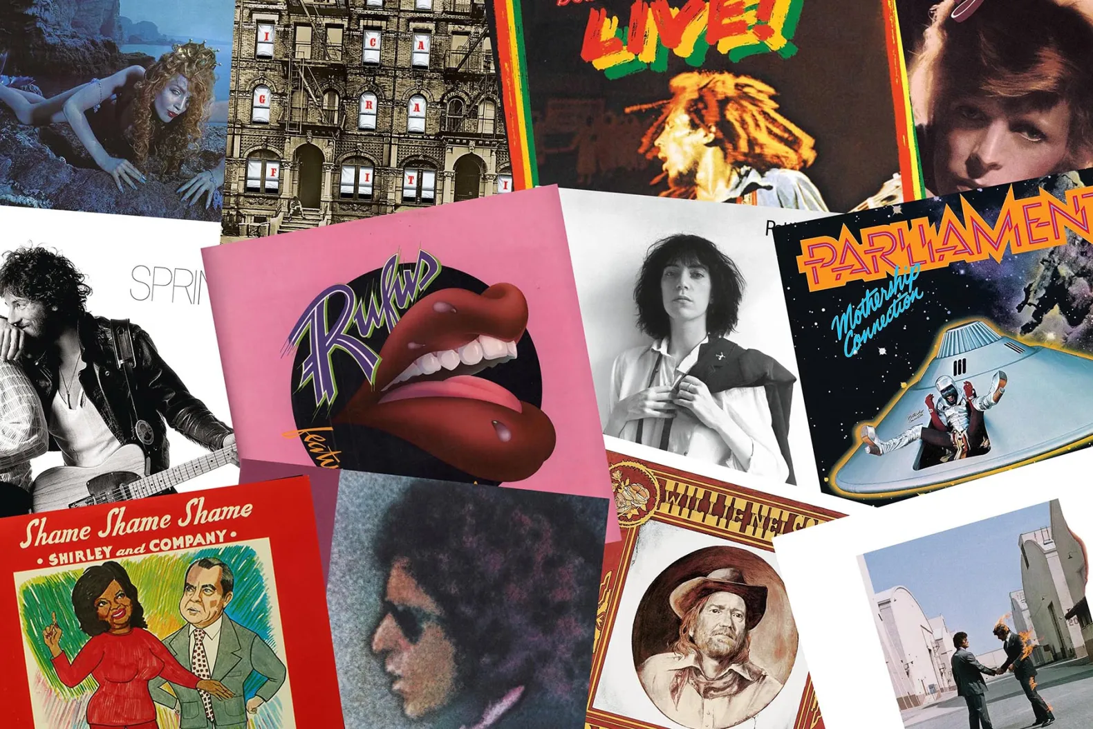 Photo collage of 1975 albums